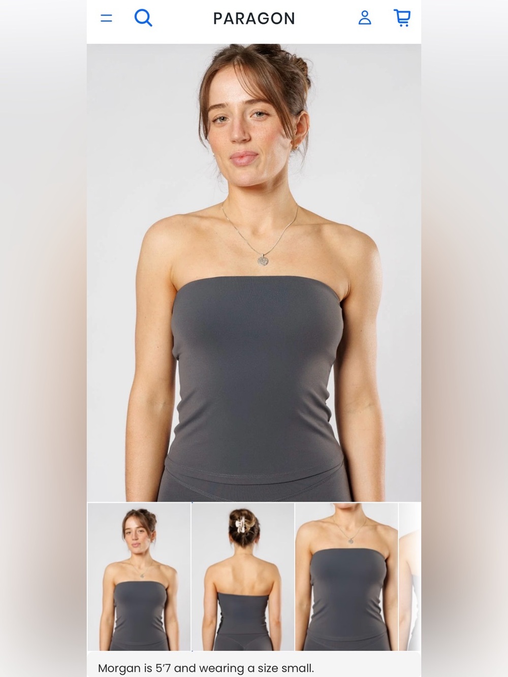 Paragon Strapless Tube Top - Charcoal Gray